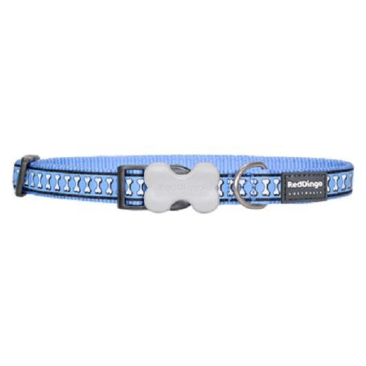 Red Dingo Reflective Small Dog Collars - Light Blue