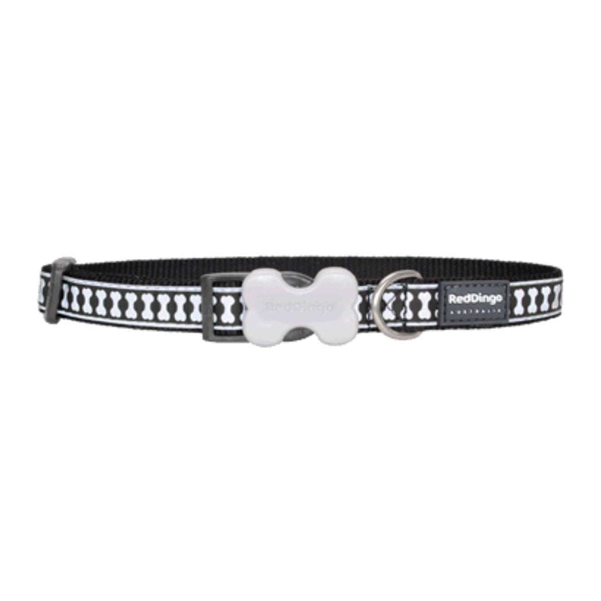 Red Dingo Reflective Small Dog Collar - Black