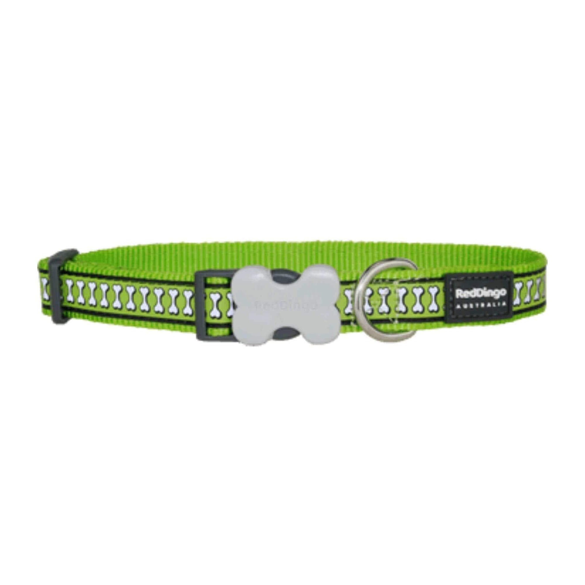 Red Dingo Reflective Small Dog Collar - Green