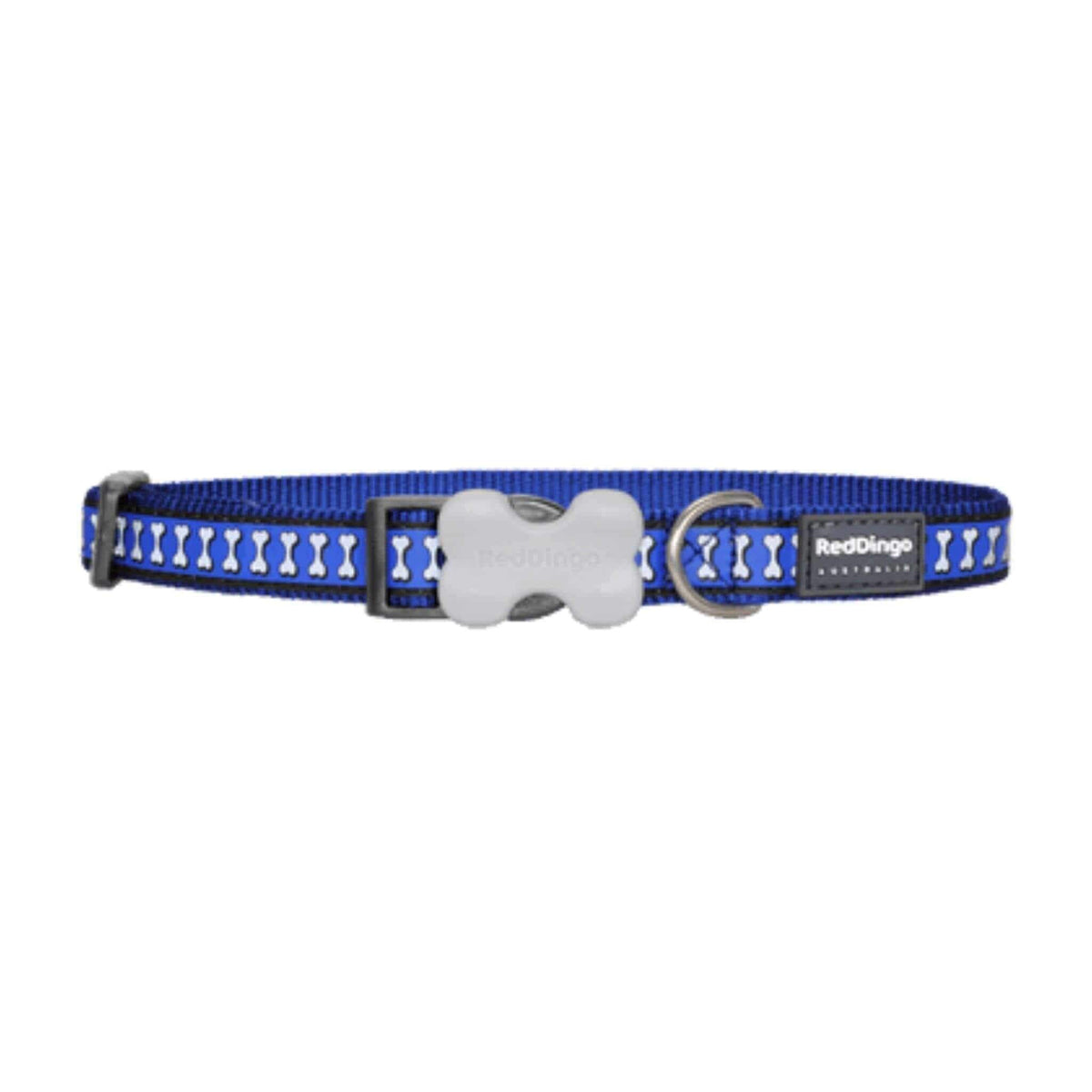 Red Dingo Reflective Small Dog Collar - Blue