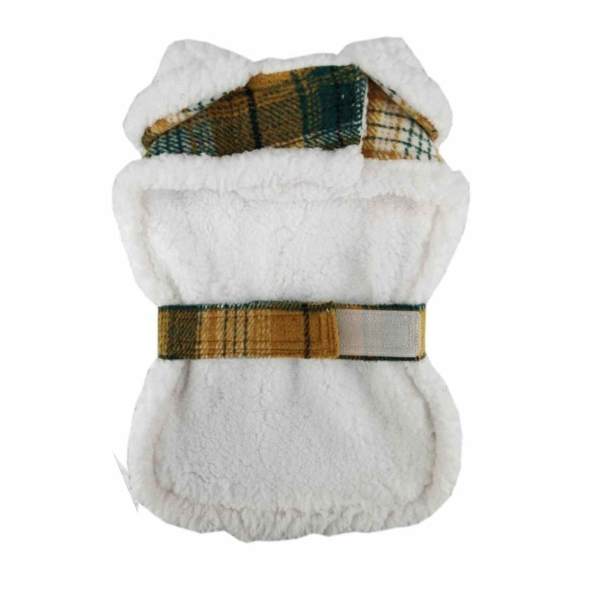 Yellow Plaid Dog Coat - Inside of Coat