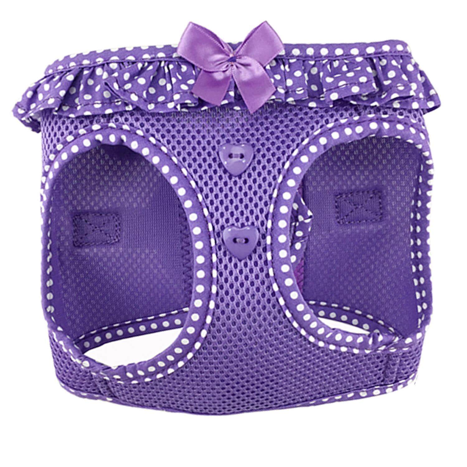polka dog step-in dog harness - purple - front