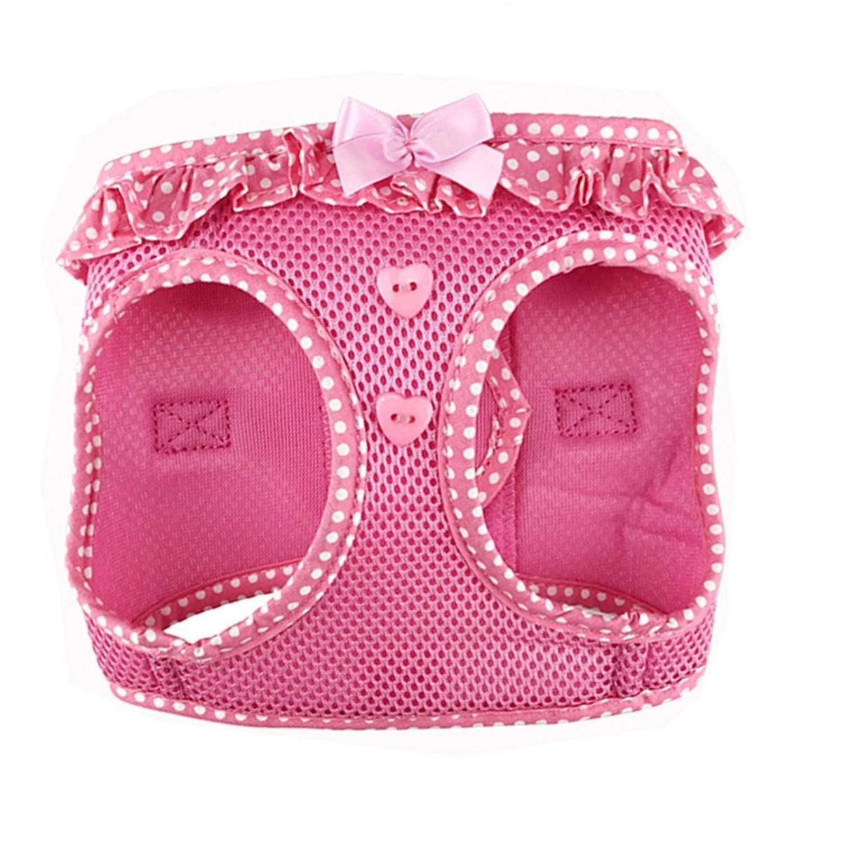 polka dog step-in dog harness - pink - front
