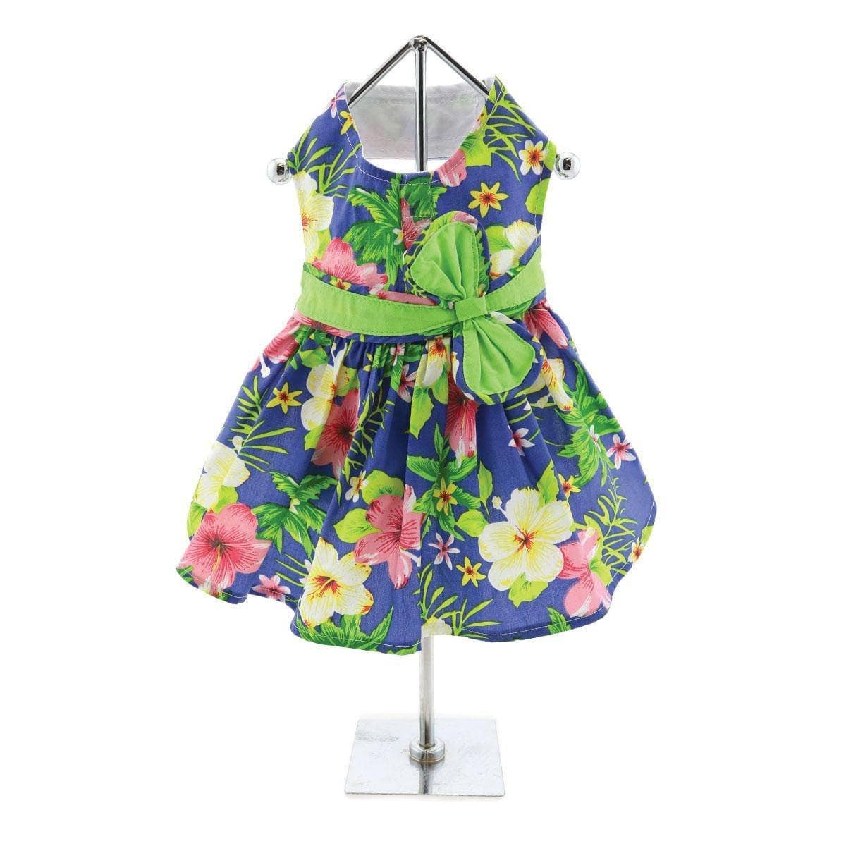 Blue Lagoon Hawaiian Hibiscus Dog Dress With Matching Leash