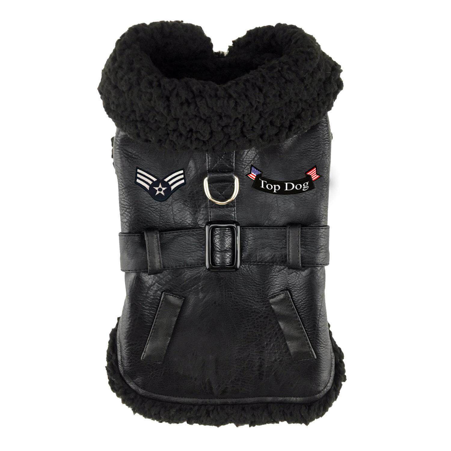 Dog Coat - Black Bomber Dog Coat