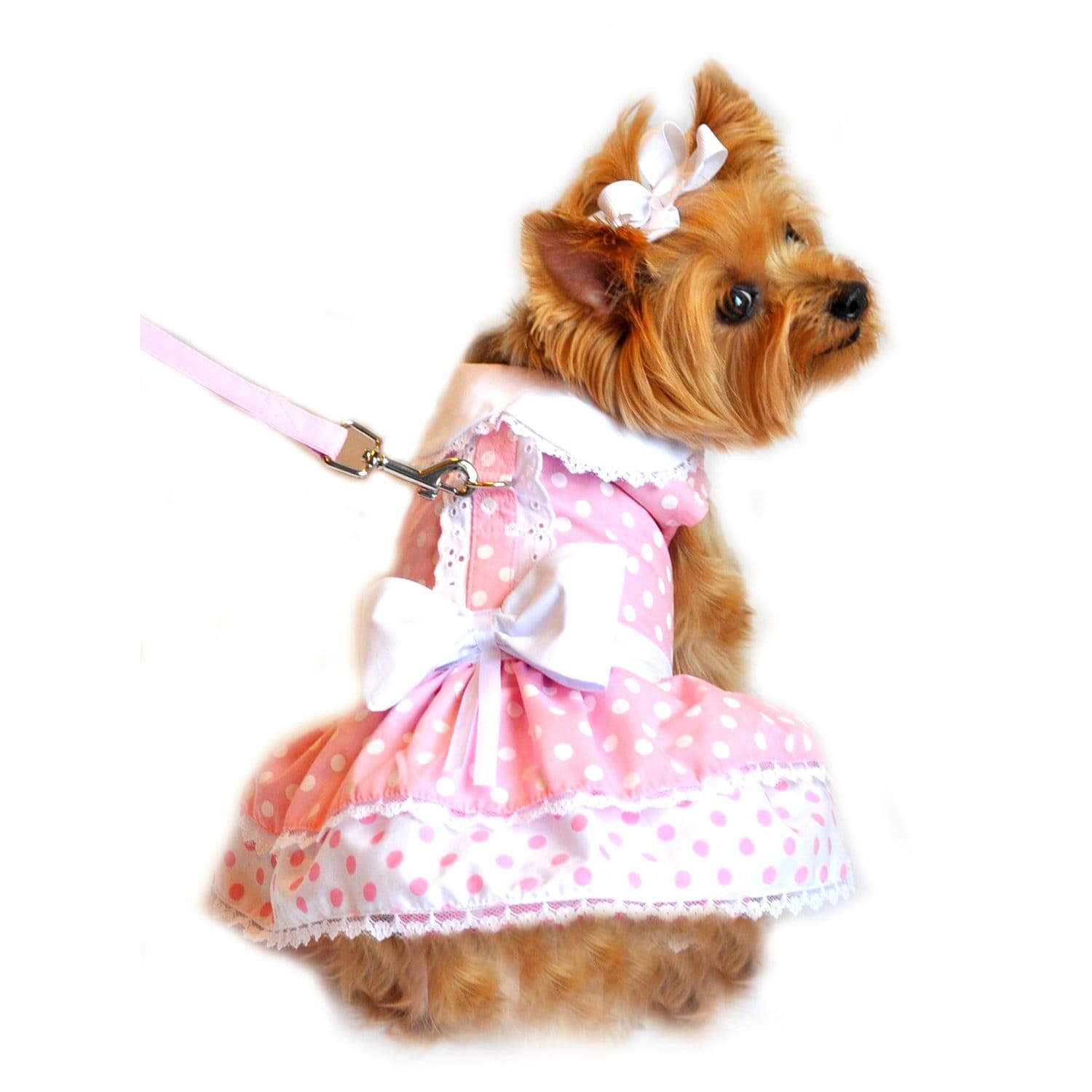 polka dot pink dog dress
