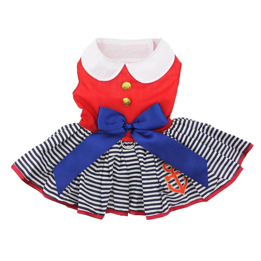 Sailor Girl Dog Dress & Matching Leash | Nautical Style