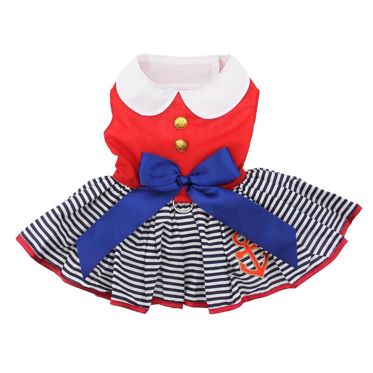 sailor girl dog dress - view of the back