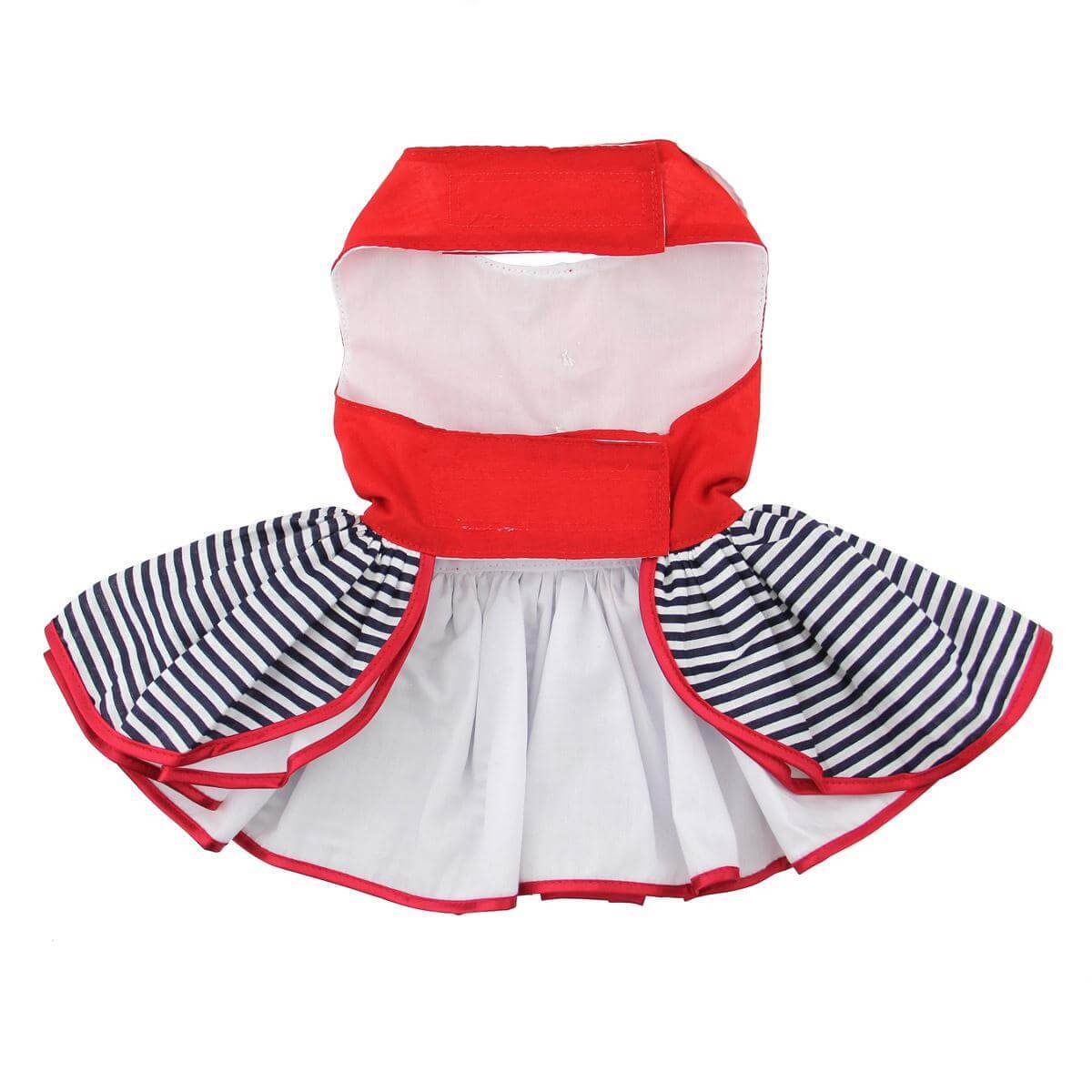 sailor girl dog dress - view of the belly side of dress